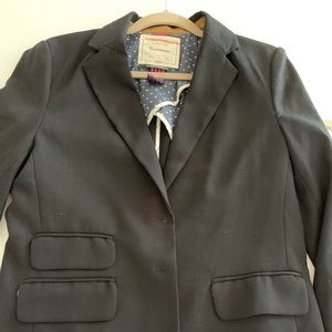 Anthropologie Black lined blazer w brass buttons